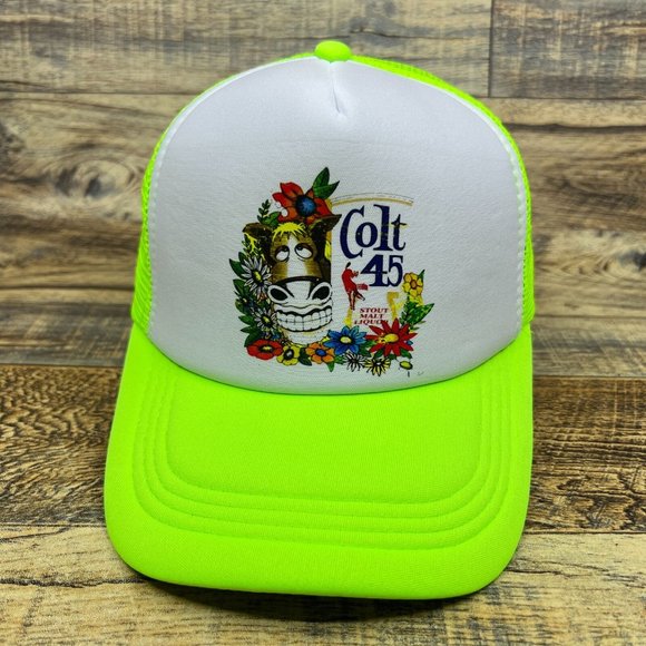 Colt 45 Spicoli Mens Trucker Hat Neon Green Snapback Fast Times At Ridgemont Cap - Picture 2 of 8